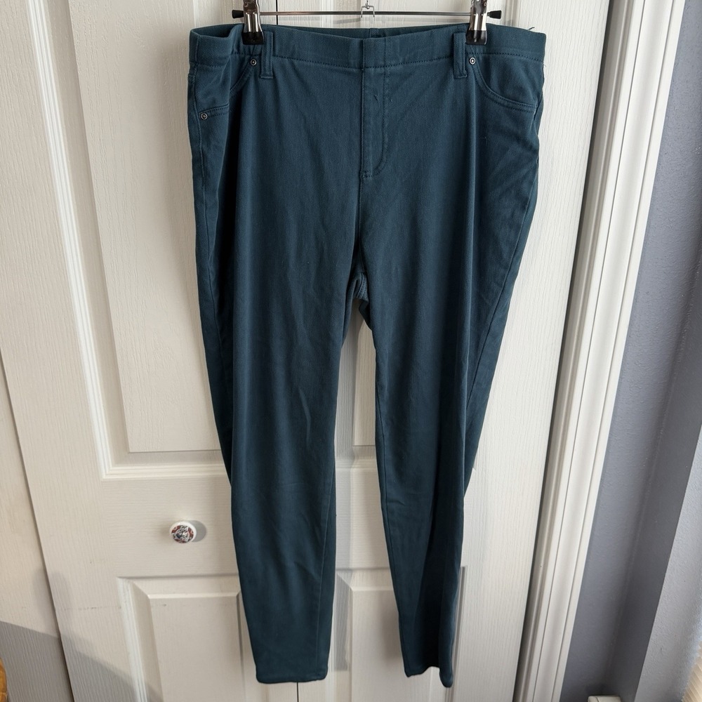Time & Tru Gem Slate Emerald Pull On Skinny Pants Women's Size XL Travel Office